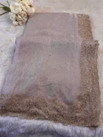 Swarovski Embroidered Saree with Heavy Scalloped Border