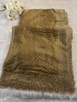 Swarovski Embroidered Saree with Heavy Scalloped Border - Image 7