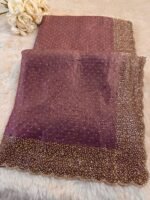 Swarovski Embroidered Saree with Heavy Scalloped Border - Image 2