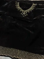 Swarovski Embroidered Saree with Heavy Scalloped Border - Image 3