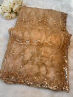 Designer Net Saree with Sequin Floral Embroidery & Scalloped Border - Image 2