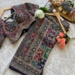 Blue Royal Multi color Silk Saree with Intricate Floral Embroidery