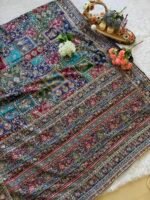 Blue Royal Multi color Silk Saree with Intricate Floral Embroidery - Image 4