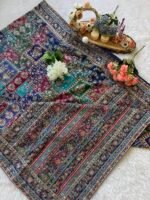 Blue Royal Multi color Silk Saree with Intricate Floral Embroidery - Image 3