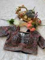 Blue Royal Multi color Silk Saree with Intricate Floral Embroidery