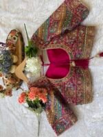 Rani Royal Multi color Silk Saree with Intricate Floral Embroidery - Image 3