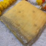 Premium Zari Silk Saree with Sequin Border & Hand Embellished Buttis