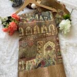 Cotton Blend Printed Saree with Banarasi Woven Border