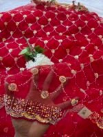 Designer Net Saree with Sequin Floral Jaal Work - Image 7