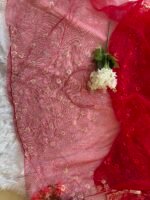 Designer Net Saree with Sequin Floral Jaal Work - Image 8