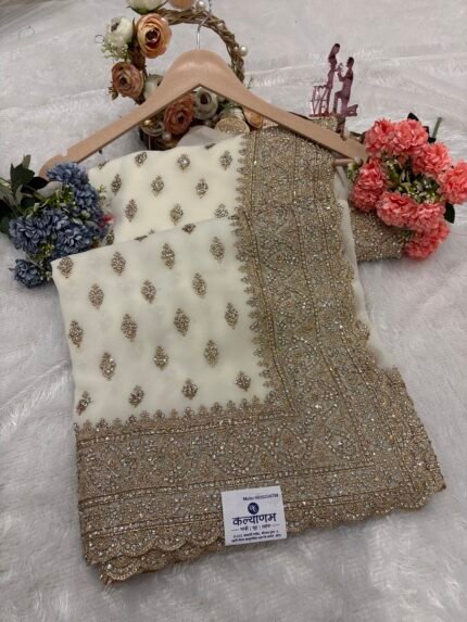 white saree, wedding saree, bridal saree, wedding saree