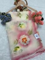 Elegant Brush Paint Chiffon Blend Saree with Cut Dana Work