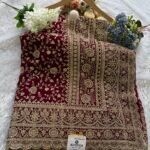 wine saree, bridal saree, wedding wear, festive wear, georgette saree