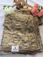 grey saree, silk saree, wedding wear, festive wear, party wear,