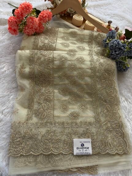 white saree, net saree, wedding wear, festive wear, party wear